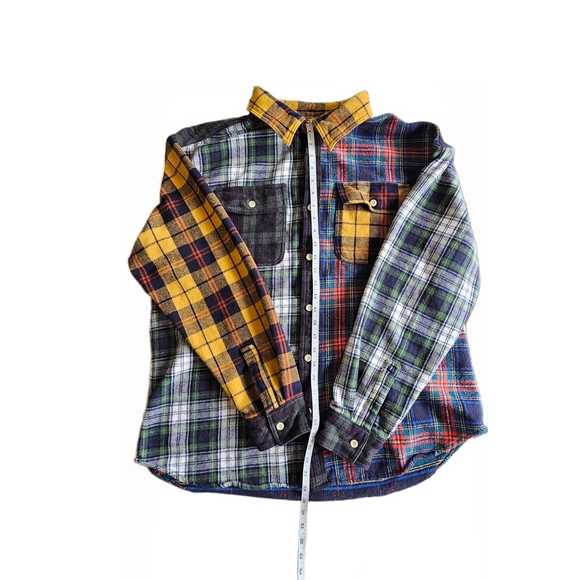 American Eagle Outfitters Men's Collared Plaid Shirt - Red, Green, Yellow, Blue - Picture 8 of 14